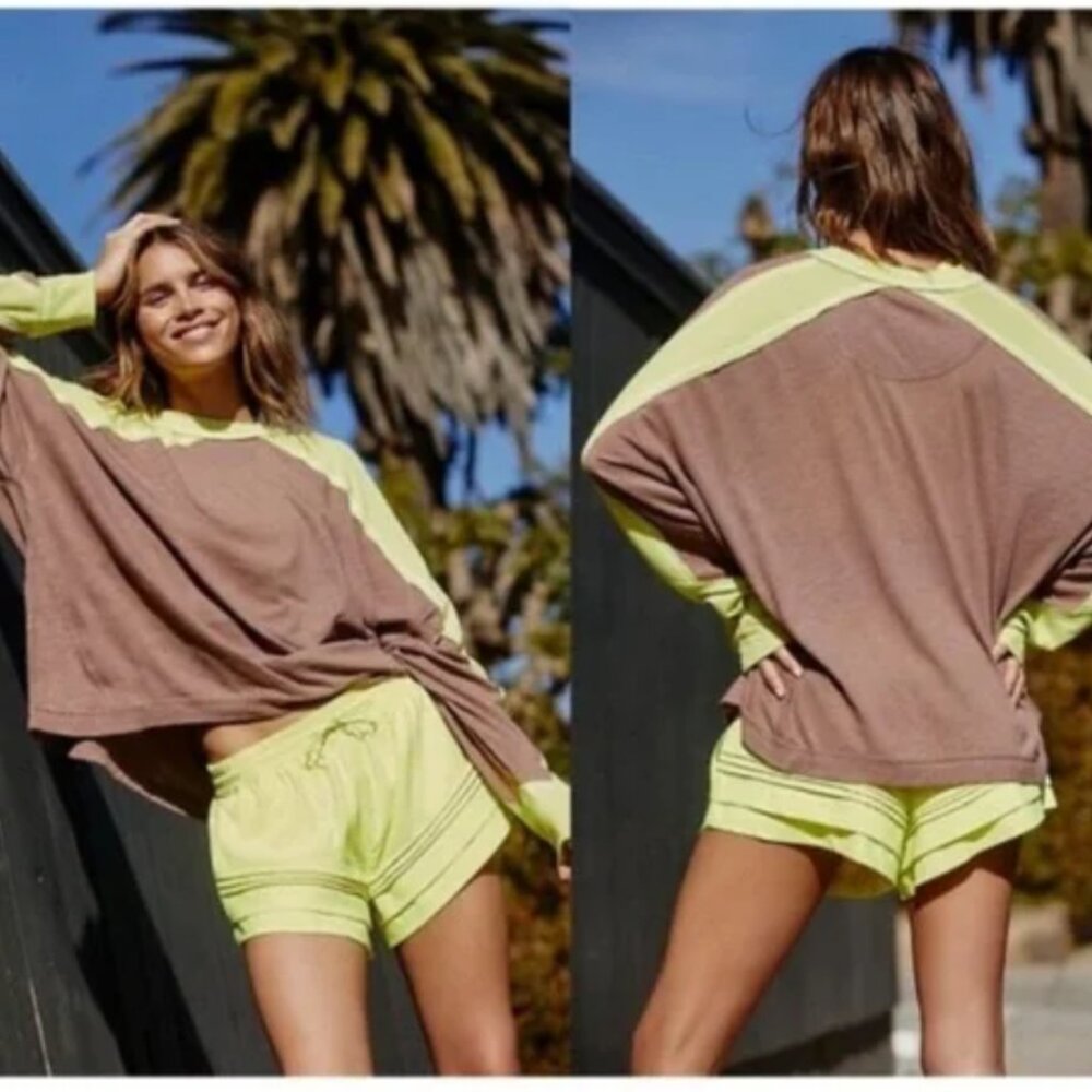 Free People Movement All About It Blue and Mint Green Long Sleeve Top Size Small - Picture 6 of 6